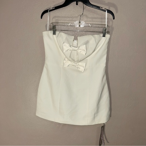 Missguided Cream Bow Detail Mini Dress - Picture 2 of 5